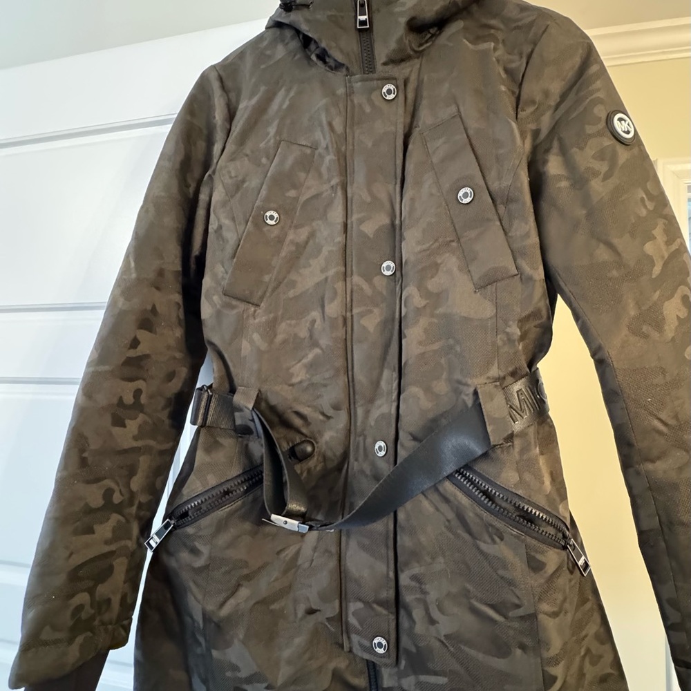 Michael Kors Olive Green Camouflage Utility Jacket